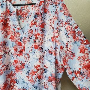 Zac & Rachel Woman Floral Print Blouse Sz 3X